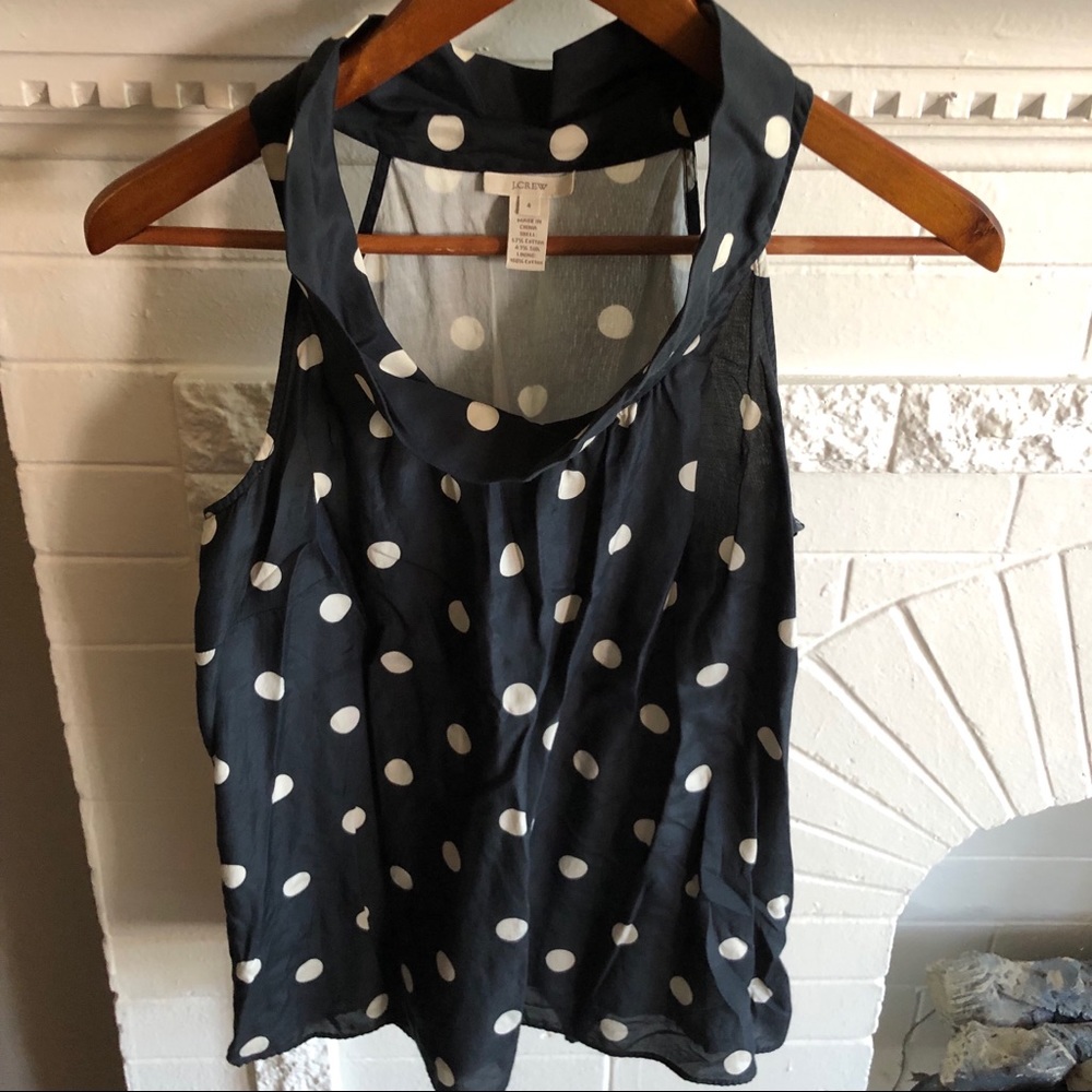 J Crew blue and white polka dot tank top